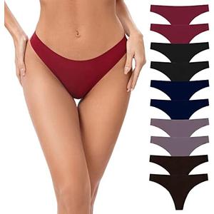 POKARLA Seamless Thongs for Women No Show Underwear Pack of 10 M