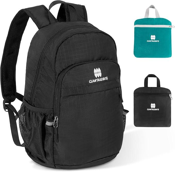 Lightweight Packable Small Hiking Backpack for Women Men - 20L Waterproof Foldable Daypack for Travel, Hiking, and Daily Use, Adjustable Chest Strap, Durable Nylon, Black