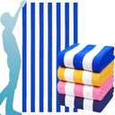 4 Packs Extra Large Beach Towel Bath Towel 72 * 40 Set Oversized Soft Absorbent Microfiber Terry Blanket NOT Cotton Mexico Costa Rica Bahamas Punta Trip Must Have Water Park Vacation Essentials (Yellow Navy Pink Green Blue)