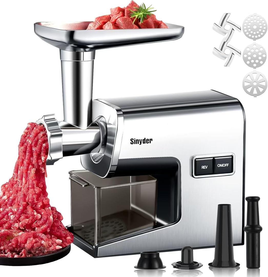Electric Meat Grinder,3000W Max Heavy Duty Stainless Steel Meat Mincer with 2 Blades,3 Grinding Plates,Sausage Stuffer Tubes & Kubbe Kit for Home & Kitchen Using