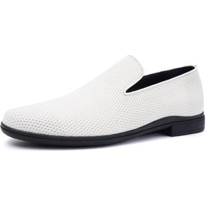 Mens Loafers Slip-on Dress Shoes Mesh Casual Oxford Shoes Classic Business Tuxedo Shoes Fashion Lightweight and Breathable (11, White)