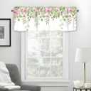 Green Leaves Valances for Windows, Floral Kitchen Short Curtains Rod Pocket Window Treatments Valance for Living Room Bedroom Bathroom Cafe Flower Farmhouse Decor 1 Panel, 42x12 Inch