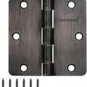 24 Pack Door Hinges, 3.5 x 3.5 Inch Oil Rubbed Bronze Hinges for Wood 1/4'' Radius Corners Interior Hinges, 3 1/2 Inch Door Hinges for Residential Doors