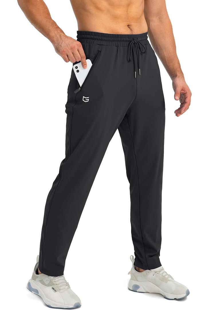 G Gradual Men's Sweatpants with Zipper Pockets Tapered Joggers for Men Athletic Pants for Workout, Jogging, Running (Large, Black)