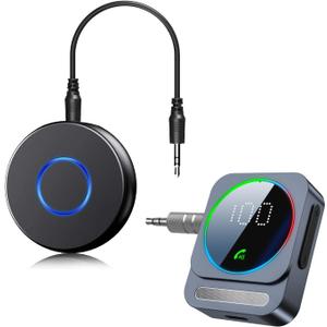 SONRU Bluetooth 5.0 Aux Adapter for Car, Wireless Audio Receiver, Portable Hands-Free Kit with RCA AUX 3.5mm for Home/Car Stereo Music Streaming Sound System