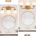 maesta Gold Bathroom Light Fixtures, 3-Light Brushed Gold Vanity Lights with Milk White Tulip Glass Shades, Vintage Bathroom Lights Over Mirror for Bedroom Living Room Hallway