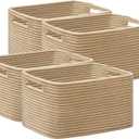 UBBCARE 4 Pack Storage Baskets for Shelves, Baskets for Organizing, Cube Shelf Storage Bin with Handles, Woven Storage Basket, 13"L x 9"W x 7.5"H, Brown