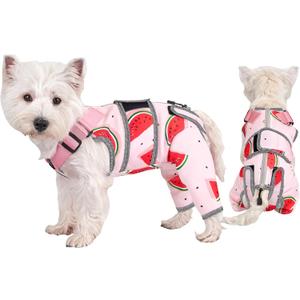 Arblina Dog Recovery Suit, Adjustable Rear Leg Sleeve to Stop Licking Wounds for Male Female Dogs, Surgical Clothing for Neuter Spay Protective as Cone Alternative After Surgrey, Pink, Small