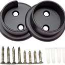 QCAA Heavy Duty Solid Metal Closet Rod Socket Set, 1-3/8'', Matte Black, 1 Pair, Made In Taiwan