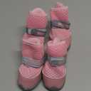 QUMY 4PCS Dog Shoes for Small Dogs, Hot Pavement Summer Puppy Dog Boots & Paw Protectors with Soft Anti-Slip Rubber Sole, Mesh Breathable Dog Booties for Hardfloors, Walking Running Pink Size 4