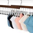TOPIA HANGER Hat Organizer, Wooden Hangers with 12 Metal Clips and Black Hook, 2 Packs Hold Up to 24 Baseball Caps, Hangers Space Saving, Closet Organizer for Leggings, Skirts, Tank Tops, Ties-CT39A