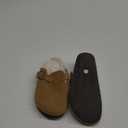 KIDMI Women's Fur Lined Suede Clogs Fuzzy Cork Footbed Mules Slip On Winter Potato Shoes 6.5