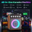Karaoke Machine for Adults with 2 Wireless Microphones, Portable Bluetooth 5.3 Speaker with Bass/Treble/Echo Adjustment, PA System with Remote Control, Supports TWS/TV/TF Card/USB/AUX (Wood)