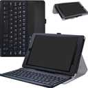 MAMA MOUTH for Amazon Fire HD 10 Keyboard Case,Slim Stand PU Leather Cover with Romovable Keyboard for Amazon Fire HD 10 (5th /7th /9th Generation) 10.1" Tablet,Black