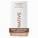 Native Aluminum Free Deodorant, Coconut & Vanilla, Large Size Stick, 72 Hour Odor Control, for Women & Men, Contains Naturally Derived Ingredients, 3.1 oz