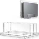 OMOTON Vertical Laptop Stand for Desk, Acrylic Dual Laptop Holder Desktop Clear Adjustable Dock for MacBook Pro Air, HP, All Gaming Laptops up to 17