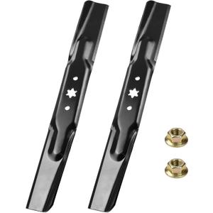 2 Pack 942-04308 Cub Cadet 42 Inch Mower Blades with 712-0417A Nuts Replaces 742-04308, 942-04308A, 942-04312 for Cub Cadet ZT1 42, XT1 LT42, Craftsman T110, LT2000, Troy Bilt Pony 42 Tractors