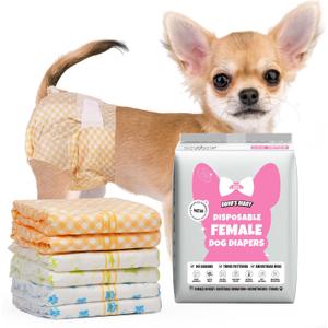 Dono Disposable Dog Diapers Female with Wetness Indicator, Disposable Doggie Diapers for Dogs in Heat, Super Absorbent Leak-Proof Pet Puppy Diapers Female for Peeing Small Medium Large Dogs (XXS(7.0-11 inch))