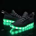 Light Up Shoes for Women Men, Unisex USB Charging LED Shoes Adult Halloween Mesh Upper Glowing Luminous Trainers Dancing Flashing Sneakers (13 Women/11.5 Men, Black)