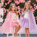 Meland Princess Dress up Clothes for Girl, Princess Cape with Kid Crown Toys, Birthday Gifts for Toddler Girls 3,4,5,6,7,8 (Pink)