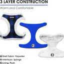 AIITLE Soft & Warm Dog Harness and Leash Set - Checkered Design, Comfortable, Reflective, No-Choke, Secure with Hook & Loop Fastener, Adjustable for Small Dogs - Running, Camping (Blue, XS)