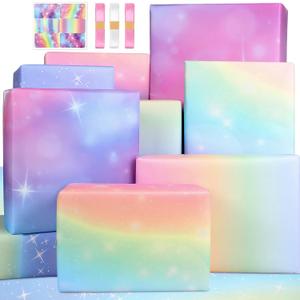 BWLOIES Girls Wrapping Paper Birthday Gift Wrap Set,Birthday Gift Wrapping Paper Sheets for Fairy Girl Women Female Girly Gift Wrapper paper for Present,6 sheets