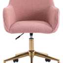 Yoluckea Modern Faux Fur Desk Chair for Women Girl Teens, Adjustable Swivel Cute Pink Desk Chair Home Office Desk Chair with Rolling Wheels, Furry Vanity Chair for Makeup Room Bedroom Living Room