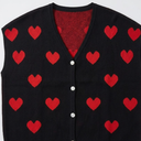 Saodimallsu Womens Cute Heart Valentines Cardigans Oversized Short Sleeve Button V Neck Lightweight Knit Sweater Tops