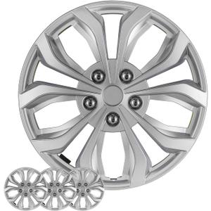 16 Inch Universal Hubcaps, Silver Wheel Covers, Set of 4