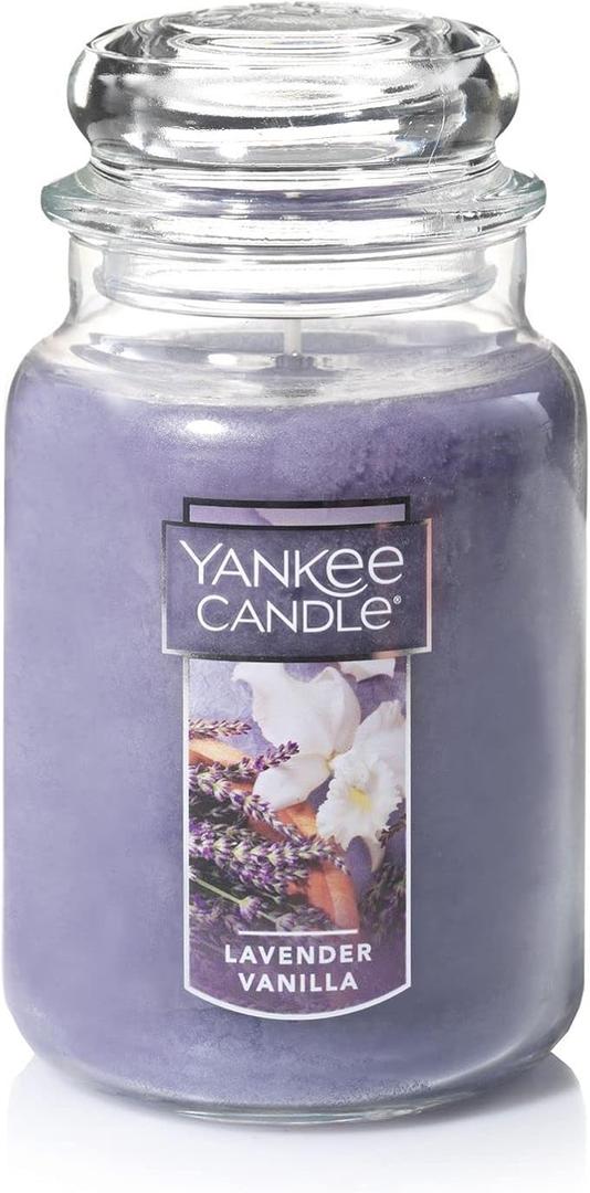 Yankee Candle Lavender Vanilla Scented Classic 22oz Large Jar Single Wick Candle with Over 110 Hours of Burn Time. Perfect for Relaxing Evenings Events and Gifting Yankee Candle Lavender Vanilla Scented Classic 22oz Large Jar Single Wick Candle with Over 110 Hours of Burn Time. Perfect for Relaxing Evenings Events and Gifting