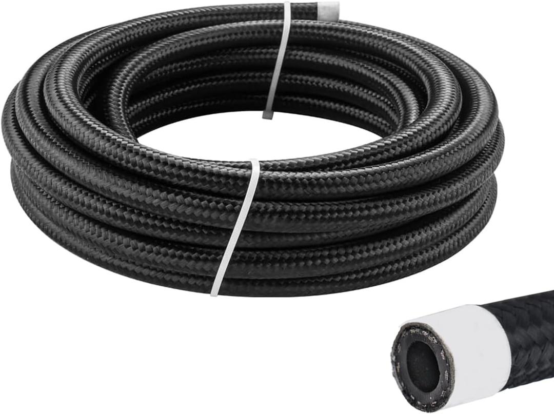 10AN Hose - AN10 Fuel Line tube Stainless Steel Nylon Braided Transmission Lines for fuel system, Cooler system, Clutch, Fluids, Gas,20FT Black