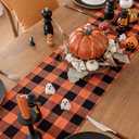 Softalker Fall Checkered Table Runner - Orange Buffalo Plaid Halloween Thanksgiving Stain Resistant Washable Table Decoration for Dining/Parties/Holiday Decor, 13 x 90 Inch