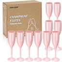 XUWAIDSGN Champagne Flute Acrylic Champagne Glasses Wedding Toasting Champagne Flute Goblet Plastic Reusable Unbreakable Champagne Cups for Bachelorette Wedding Bridal Shower Party (Light Pink, 10)