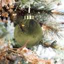 18PCS Green Velvet Christmas Ornaments Set  Large Flocked Shatterproof Baubles for Xmas Tree Decoration, Hanging Ornaments for Holiday & Home Dcor (Green, 3 Inch / 8 cm)