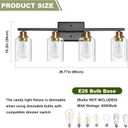 Unicozin Modern Bathroom Light Fixtures, 4 Light Vanity Lights Over Mirror, Black and Gold Wall Lamp with Clear Glass for Living Room Cabinet Bedroom Porch