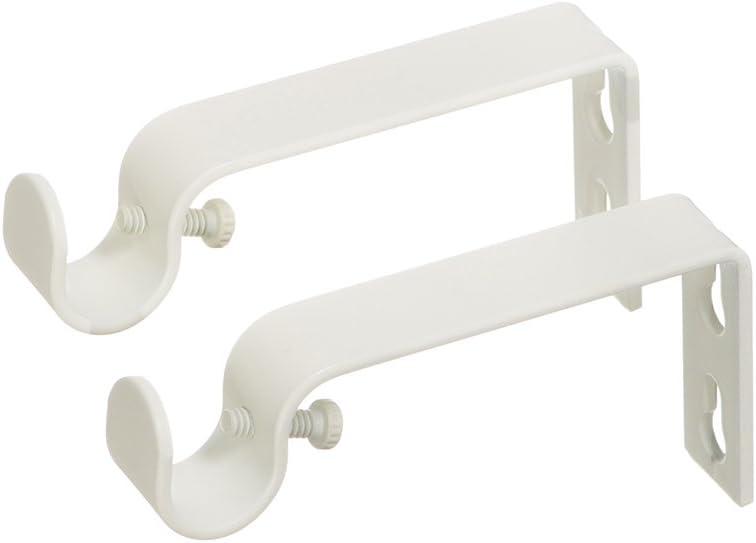 Ivilon Fixed Brackets for Curtain Rods - for 1/2 or 5/8 Inch Rods. Set of 2 - Ivory