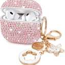 Case for Apple Airpods Pro 3 Case Cover 2025, VISOOM Bling Jewerly Airpods iPods Pro3 Cases Cute Glitter Diamond Airpod iPod Pro3 Cases Rhinestone AirPods iPods Pro 3rd Gen Cas with Keychain for Women