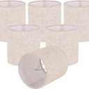 Chandelier Lamp Shades, Small Lamp Shades Clip-on Bulbs Only for Candelabra Bulbs, Beige Chandelier Shades 6 Pcs, Mini Lampshades for Chandeliers 5.1" X 5.1" X 5.3, Home Decor Fabric Linen Lampshade