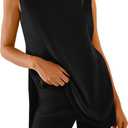 AGSEEM Women's 2 Piece Lounge Sets Summer Casual Sleeveless Outfits (Black, S)