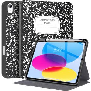 Supveco Case for iPad (A16) 11th Generation 11 inch (2025),iPad 10th Generation 10.9 inch (2022) with Pencil Holder-[Auto Wake/Sleep],Premium Folio Stand Case with Soft TPU Back Cover-Book