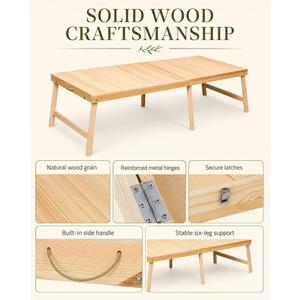 Boho Wooden Folding Picnic Table 60"x30" Low Portable Outdoor Camping Table, 60" x 30" x 16"