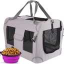 Cat Carrier Pet Carrier Bag Dog Crate 28"x 20"x 20"Portable Collapsible with Soft Warm Blanket/Bowl for Puppy Up to 30 lbs Sturdy Transport Carrier Long Trips/Traveling/Indoor/Outdoor (Large(28"L x 20"W x 20"H), Grey)