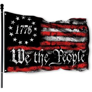 We The People 1776 Flag Double Sided 3x5 Outdoor Betsy Ross 13 Star American Constitution Flags Indoor Garden Decoration with 2 Grommets