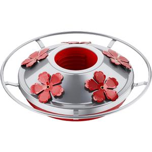 WOSIBO Hummingbird Feeder Replacement Bottom Base Replacement Part Includes Red Plastic Base Metal Top and Brushes (Silver-1)