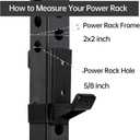J Hooks for 2" x 2" Power Rack, Rubber Pad J-Hook for Power Cage, Bottom Reinforced Steel J Cups for Squat Rack, Heavy Duty Barbell Holder, Black