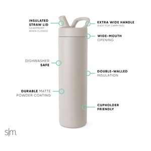 Simple Modern Water Bottle with Straw lid | Insulated Stainless Steel Thermos | Reusable Travel Water Bottles for Gym & Sports | Leak Proof & BPA Free | 24oz, Almond Birch