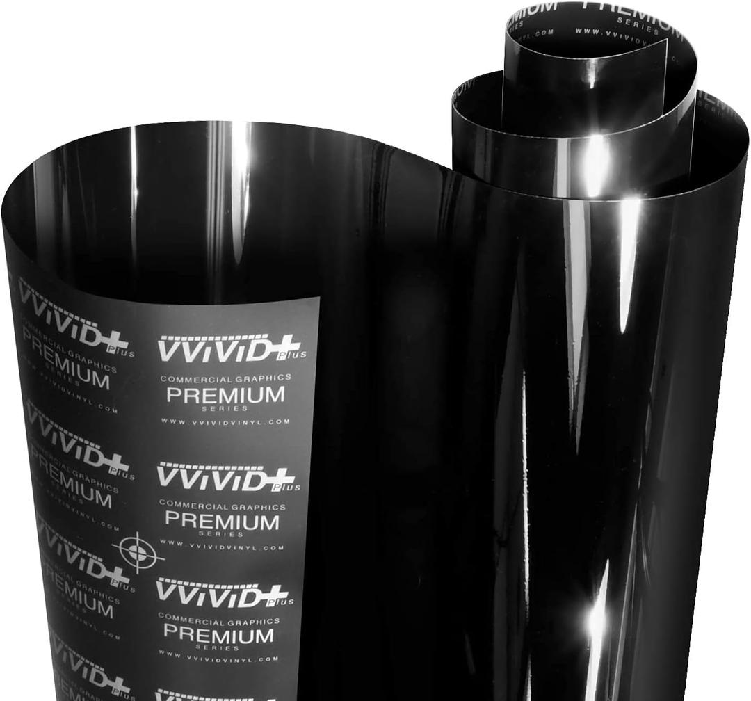 VViViD+ Ultra Gloss Premium Vinyl Car Wrap Film (6ft x 5ft, Gloss Piano Black)