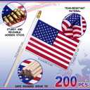 Small American Flags on Stick 5" x 8" USA Flags Bulk Mini Handheld Stick 4th of July Flag with Safe Spear Top for 250th Anniversary USA Parade Grave Marker Memorial Day Independence Day
