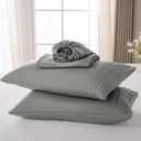 ROSE&RISY Light Grey Queen Sheet Set, 4 Pieces Soft Bedding Queen Sheet Set, Breathable and Cooling,Includes 1 Fitted, 1 Flat, 2 Pillow Cases - Deep Pocket (Light Grey, Queen)