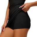 REORIA Womens Halter Neck Tennis Dress Sleeveless Built in Shorts with Pockets Summer Dress Golf Athletic Outfits (Black, XS)